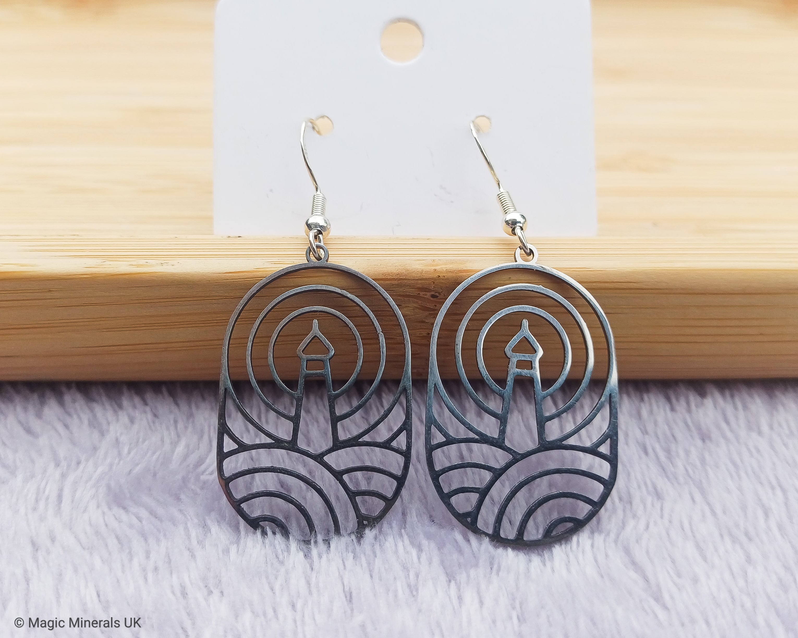 Silver lighthouse earrings