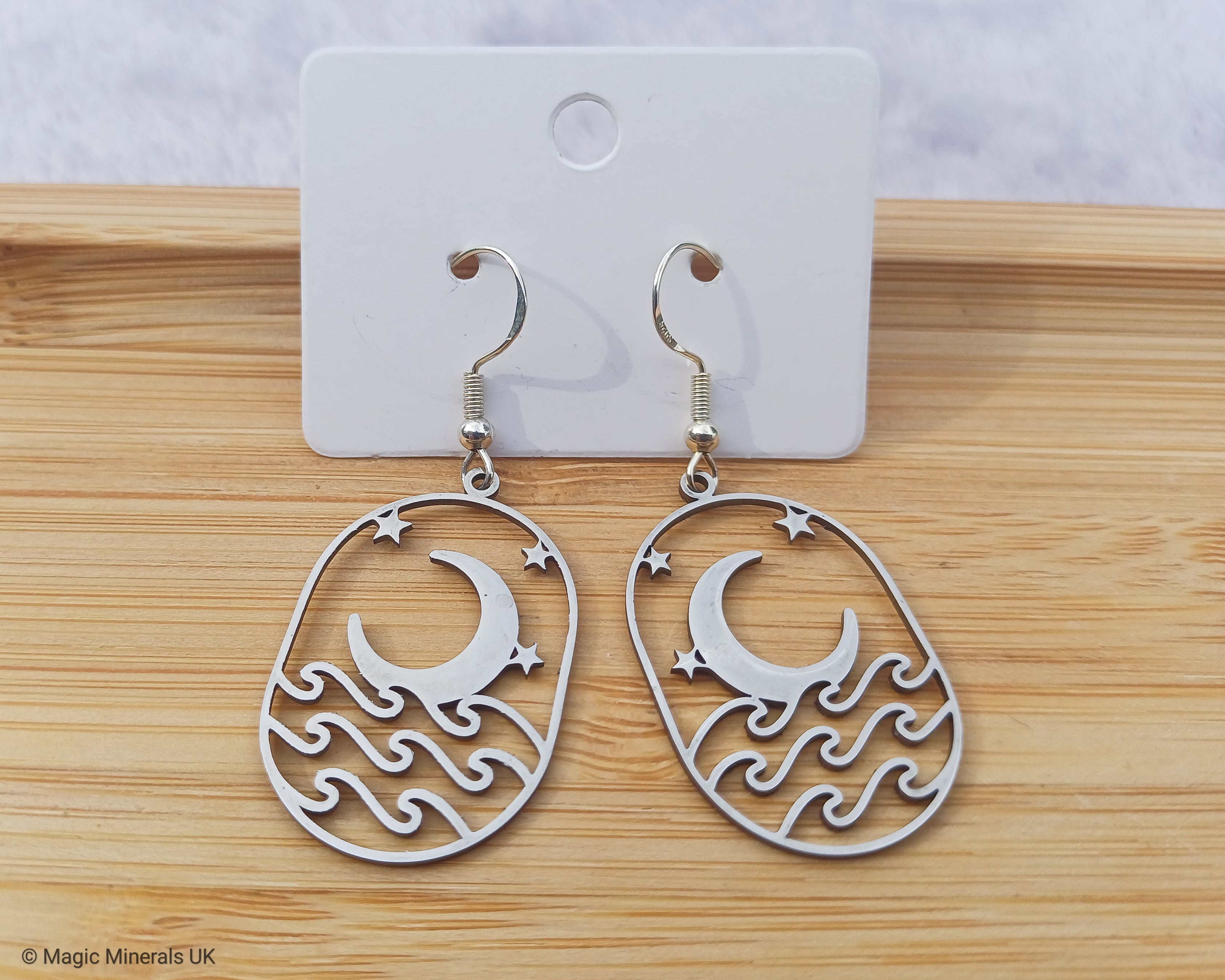 Moon and wave earrings
