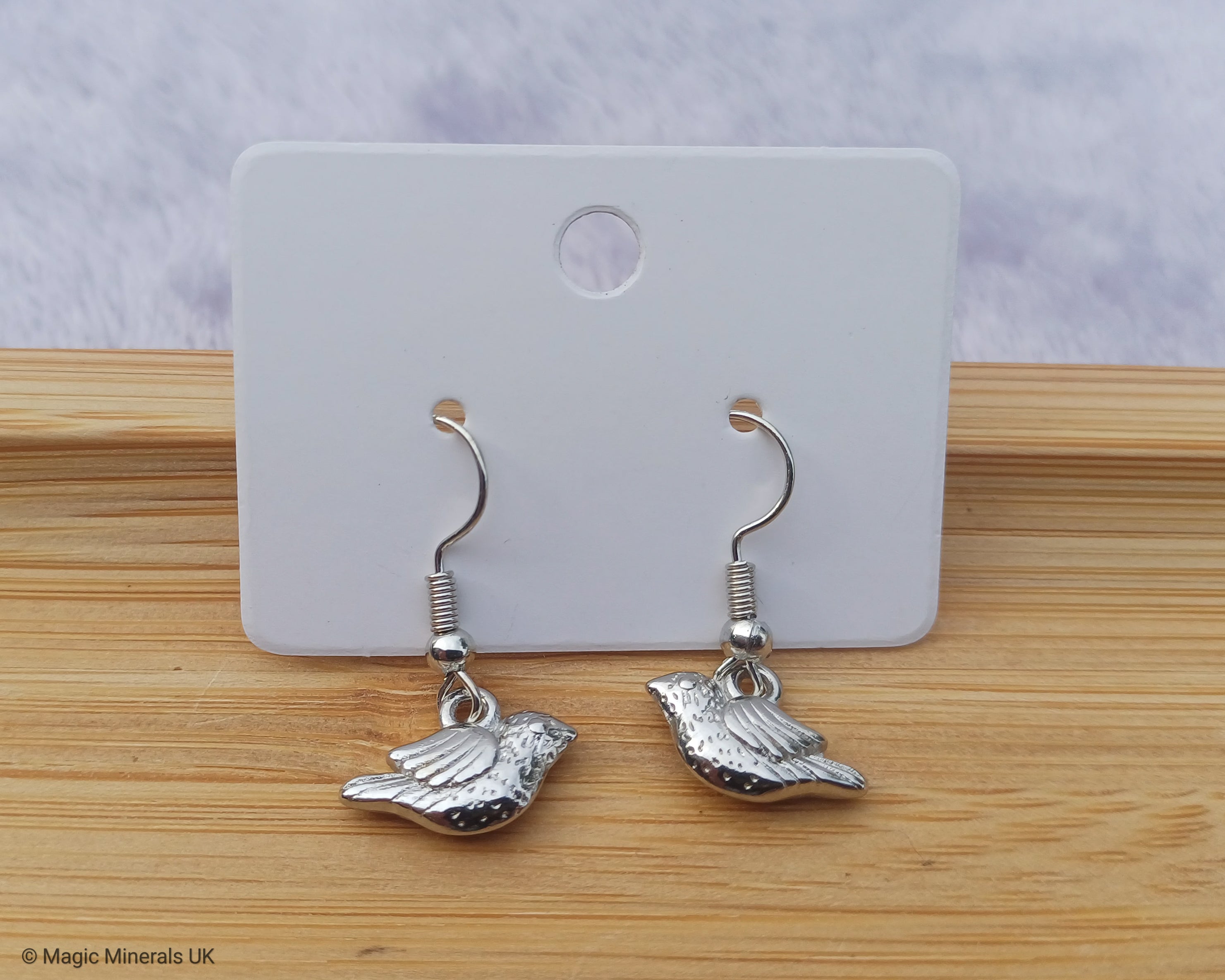 Silver bird earrings