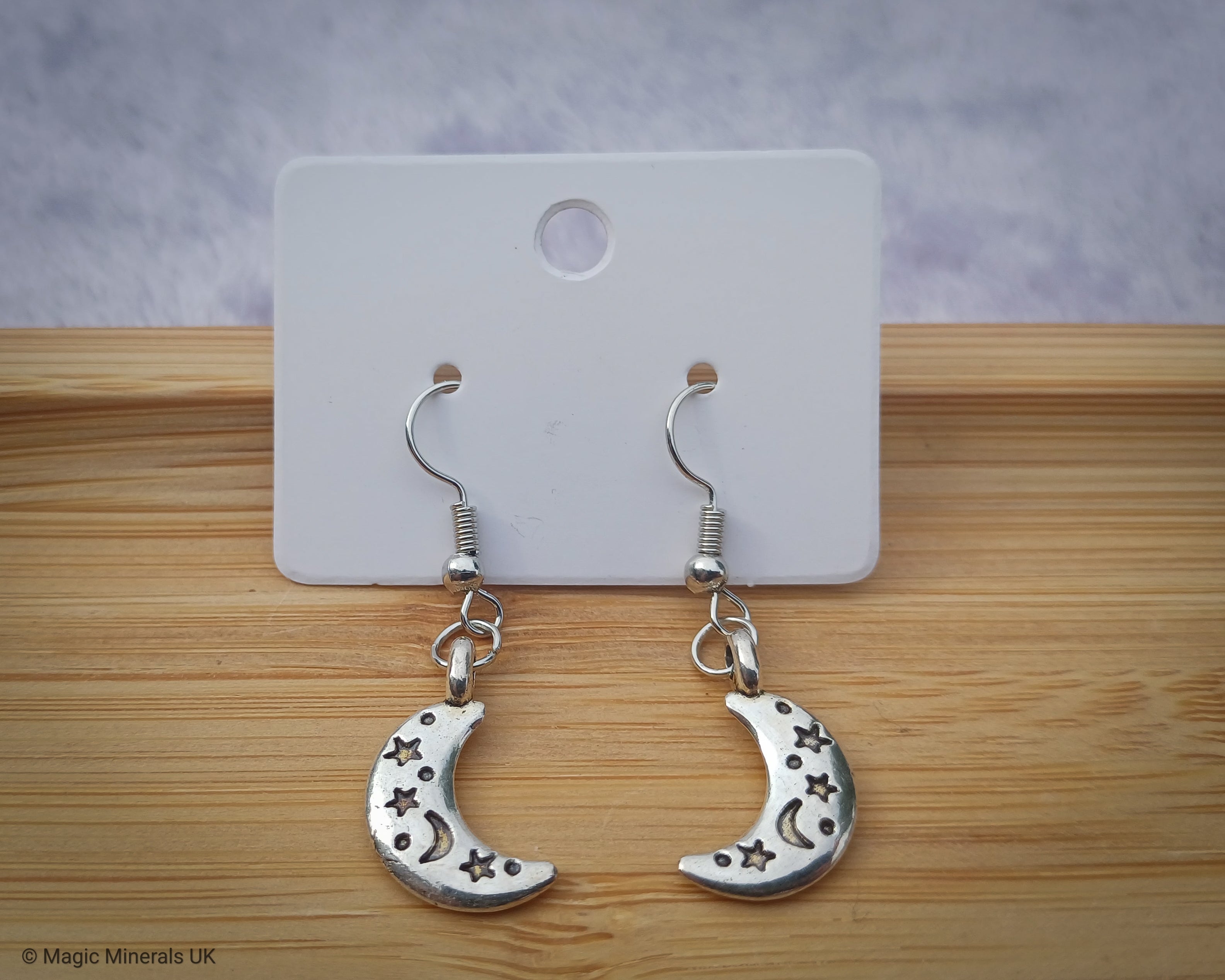 Silver celestial moon earrings