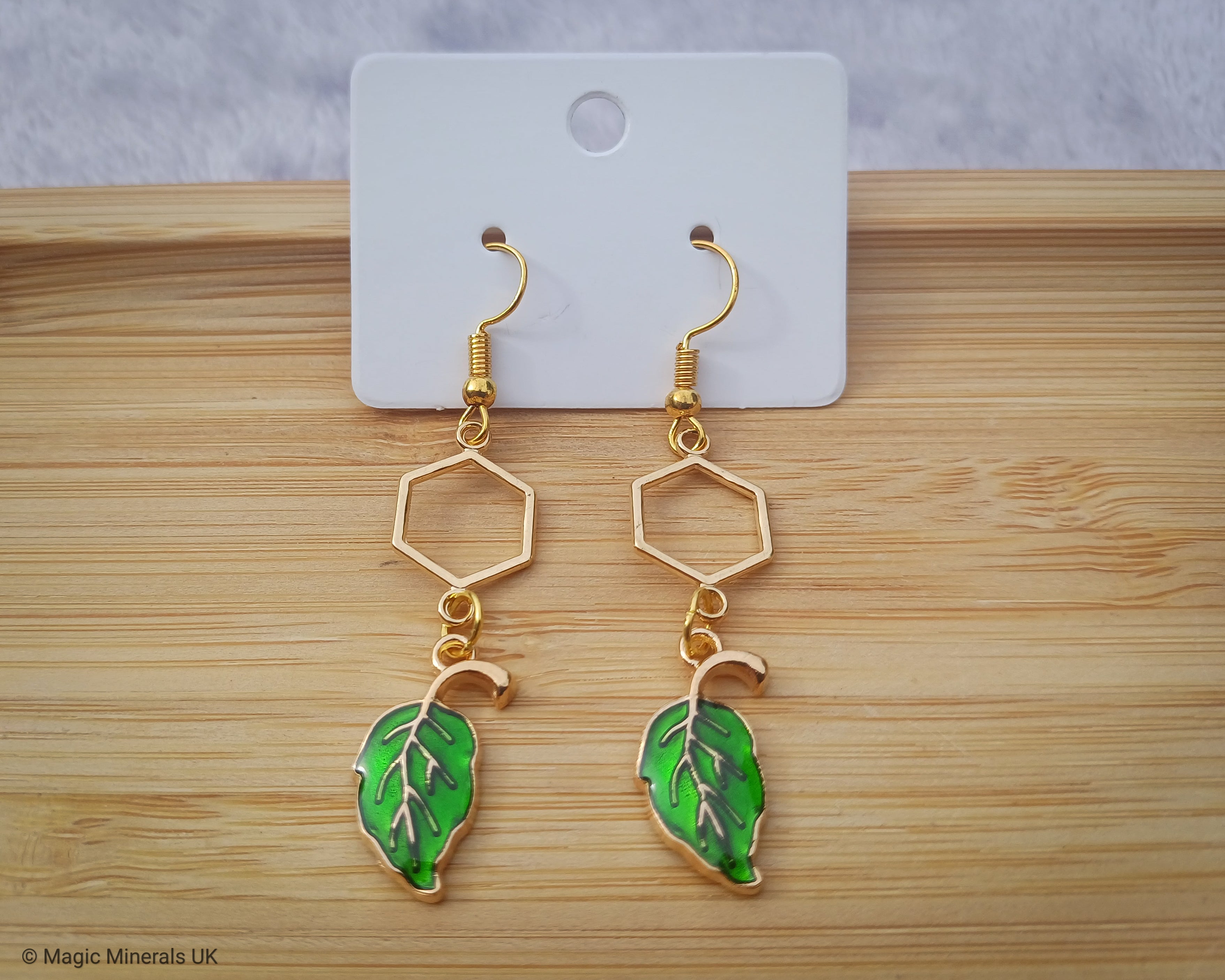 Honeycomb leaf earrings