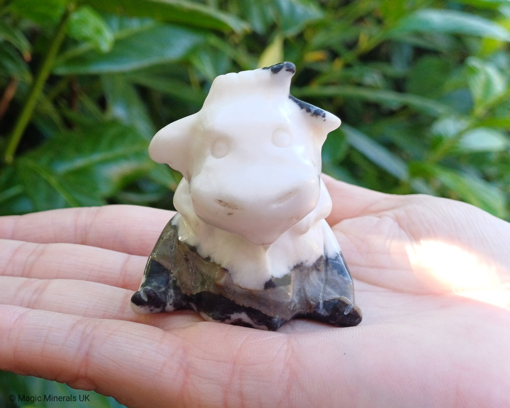 Crystal cow carving