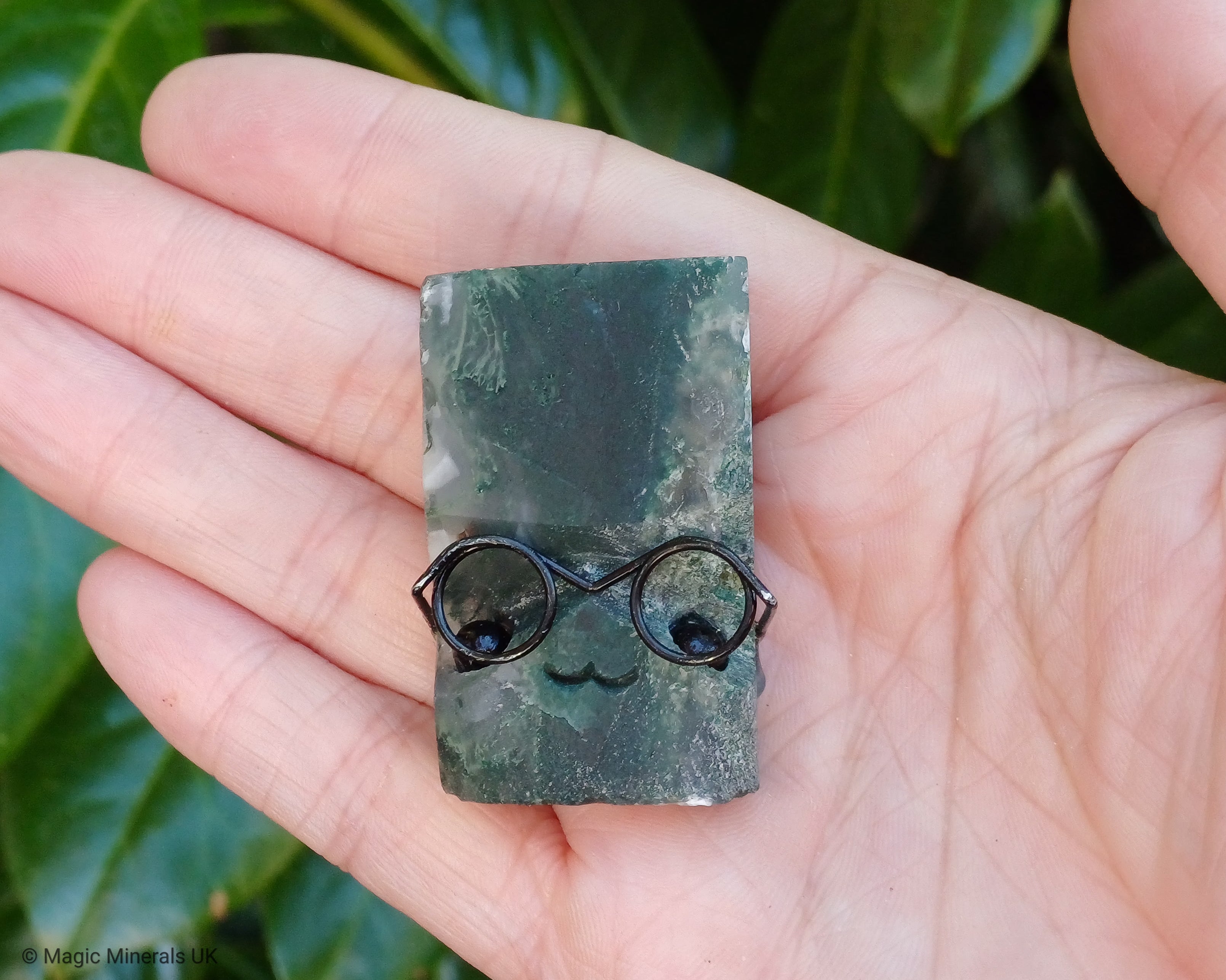 Moss agate pet rock