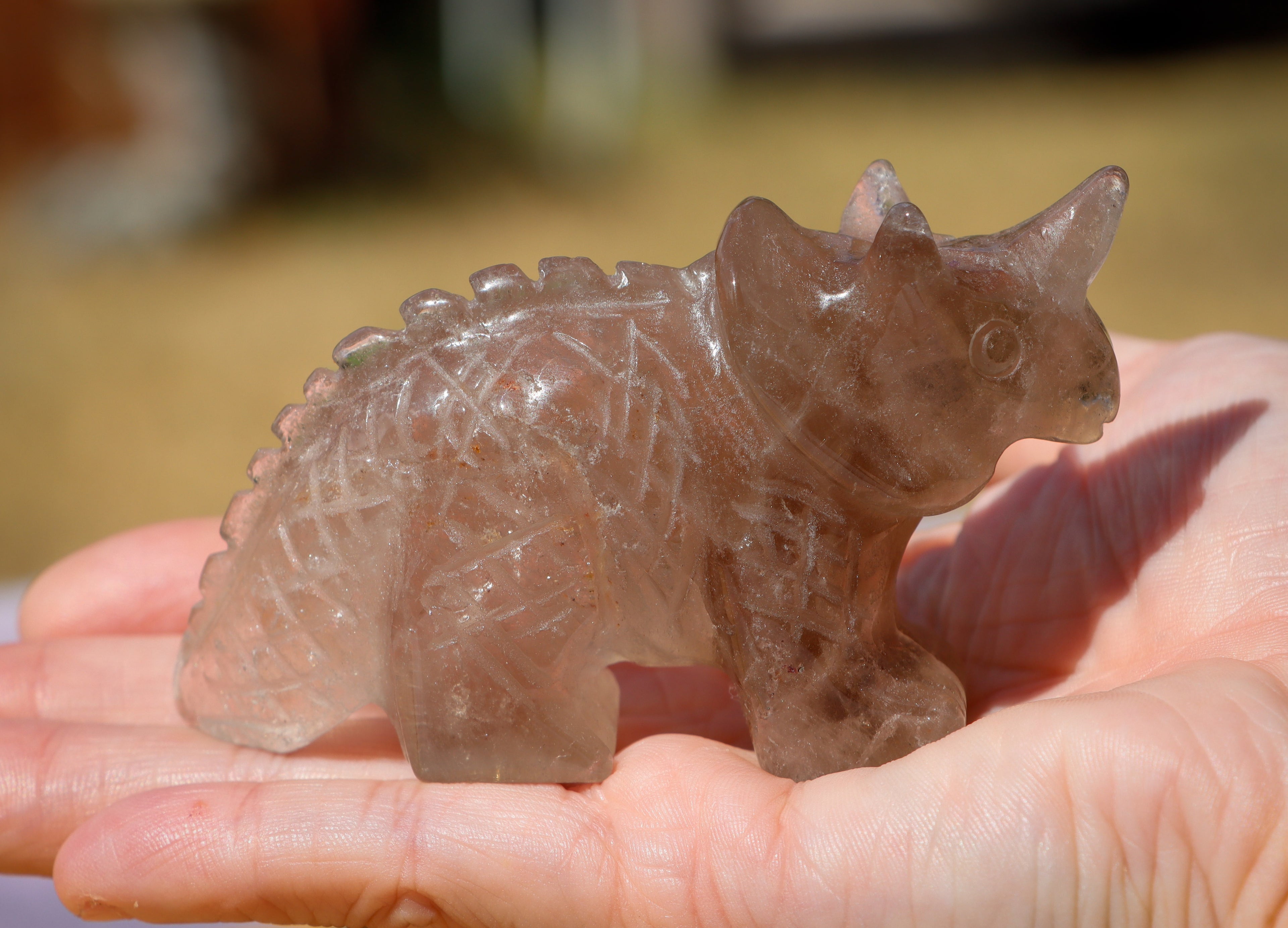 Smoky quartz triceratops