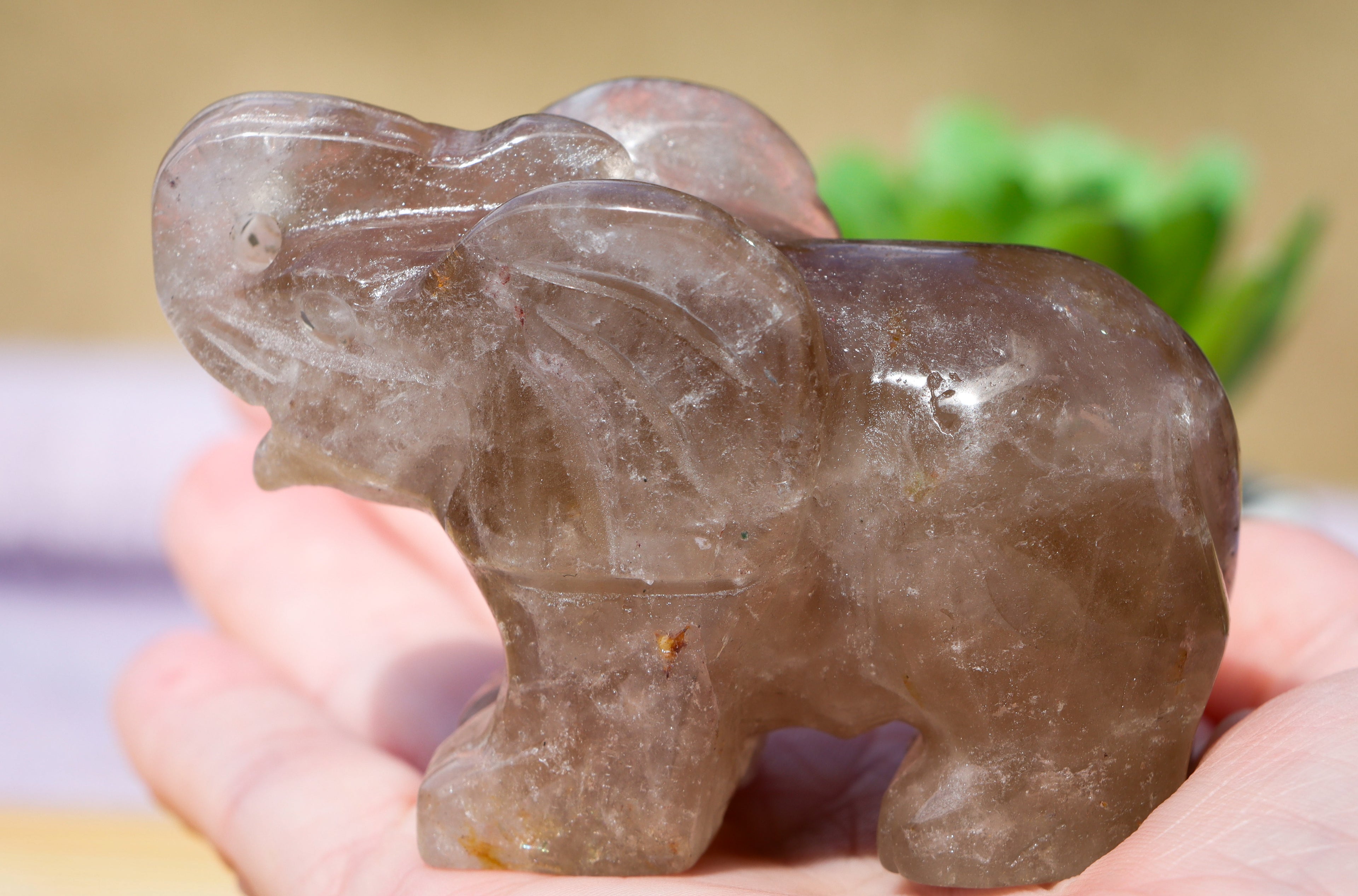 Smoky quartz elephant