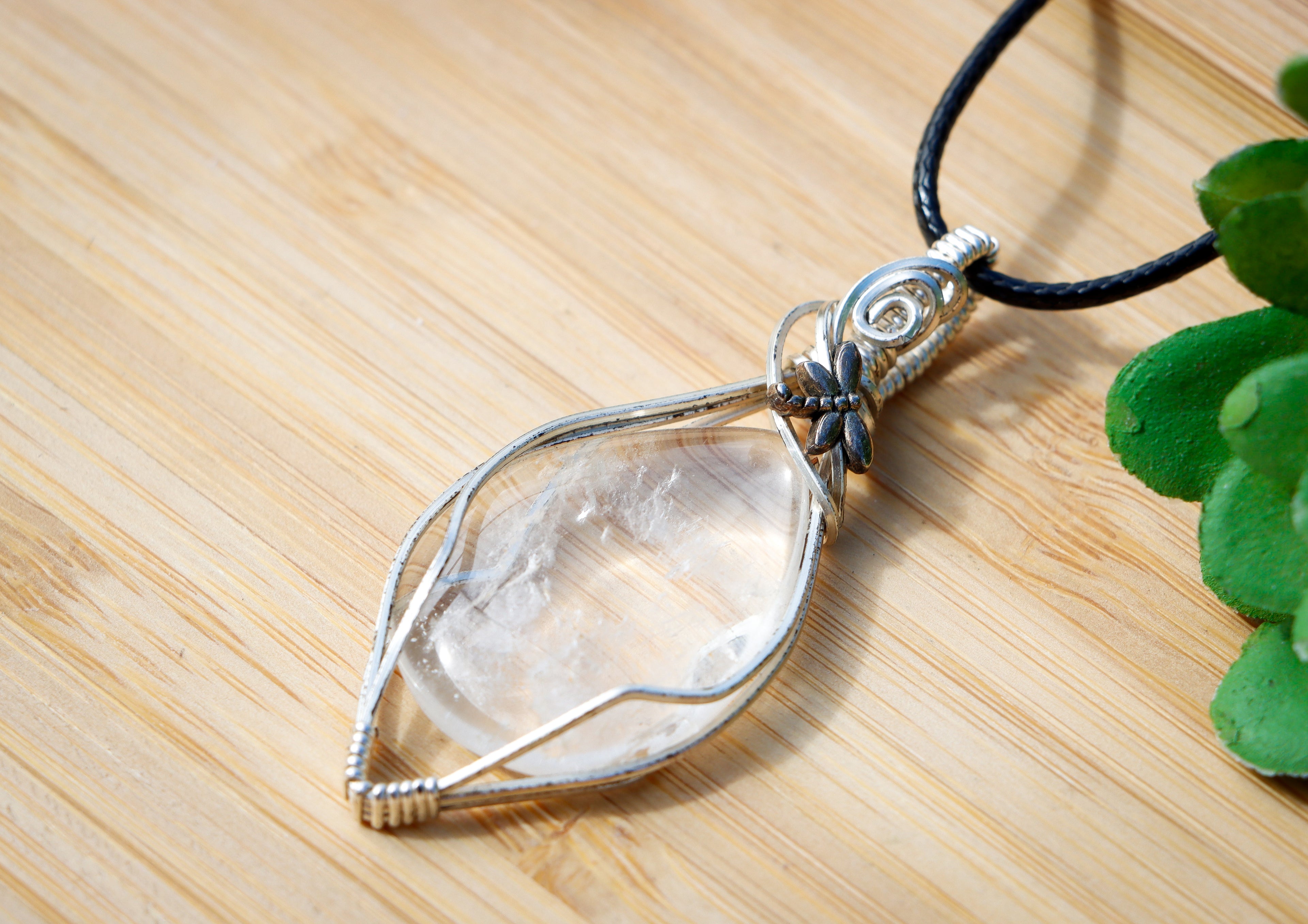 Wire Wrapped Clear Quartz Necklace